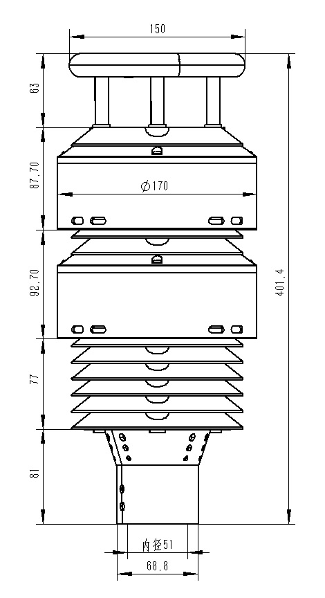 大氣環(huán)境傳感器尺寸圖